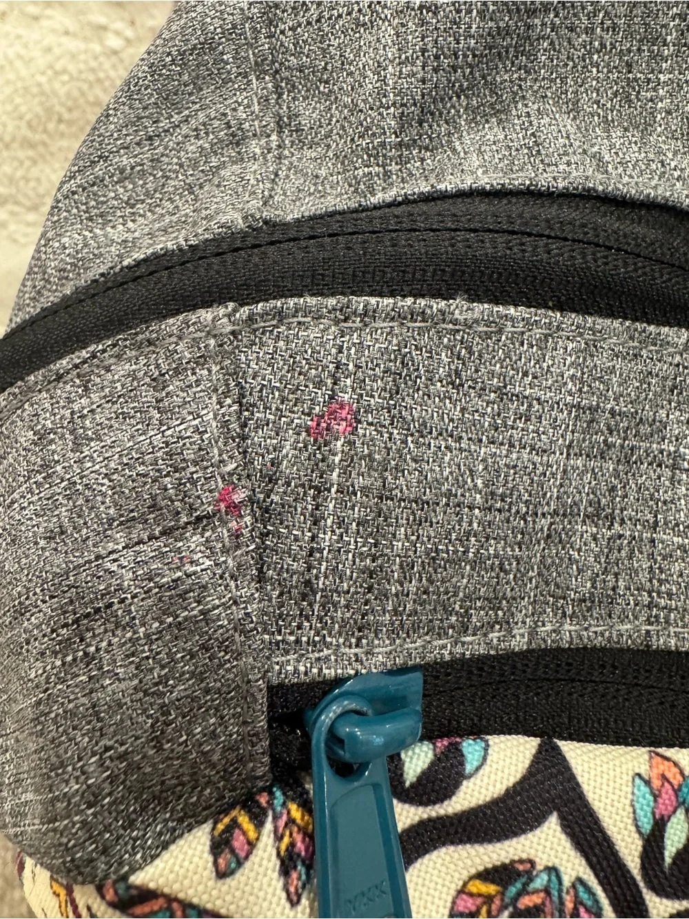 Dakine Gray Backpack with Teal, Pink & Cream Aztec Print